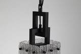 SAR3867 Sarin Small Square Pendant 1 Light in a Matt Black/Crystal Sand Artistic Finish