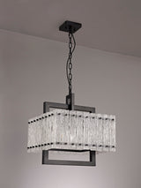 SAR4867 Sarin Large Square Pendant 5 Light in a Matt Black/Crystal Sand Artistic Finish