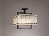 SAR4867 Sarin Large Square Pendant 5 Light in a Matt Black/Crystal Sand Artistic Finish