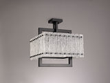 SAR4867 Sarin Large Square Pendant 5 Light in a Matt Black/Crystal Sand Artistic Finish