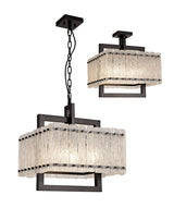 SAR4867 Sarin Large Square Pendant 5 Light in a Matt Black/Crystal Sand Artistic Finish