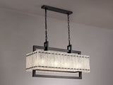 SAR5867 Sarin Medium Linear Pendant 8 Light (15.5kg) in a Matt Black/Crystal Sand Artistic Finish