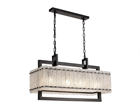 SAR5867 Sarin Medium Linear Pendant 8 Light (15.5kg) in a Matt Black/Crystal Sand Artistic Finish