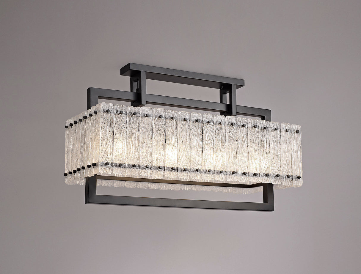 SAR5867 Sarin Medium Linear Pendant 8 Light (15.5kg) in a Matt Black/Crystal Sand Artistic Finish