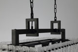 SAR5867 Sarin Medium Linear Pendant 8 Light (15.5kg) in a Matt Black/Crystal Sand Artistic Finish