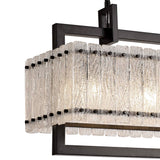 SAR5867 Sarin Medium Linear Pendant 8 Light (15.5kg) in a Matt Black/Crystal Sand Artistic Finish