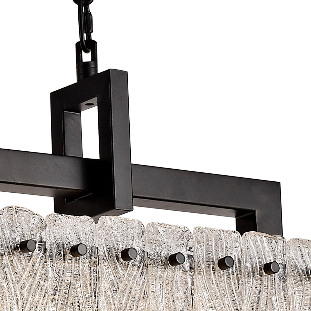 SAR5867 Sarin Medium Linear Pendant 8 Light (15.5kg) in a Matt Black/Crystal Sand Artistic Finish