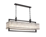 SAR6867 Sarin Large Linear Pendant 12 Light (20.2kg) in a Matt Black/Crystal Sand Artistic Finish