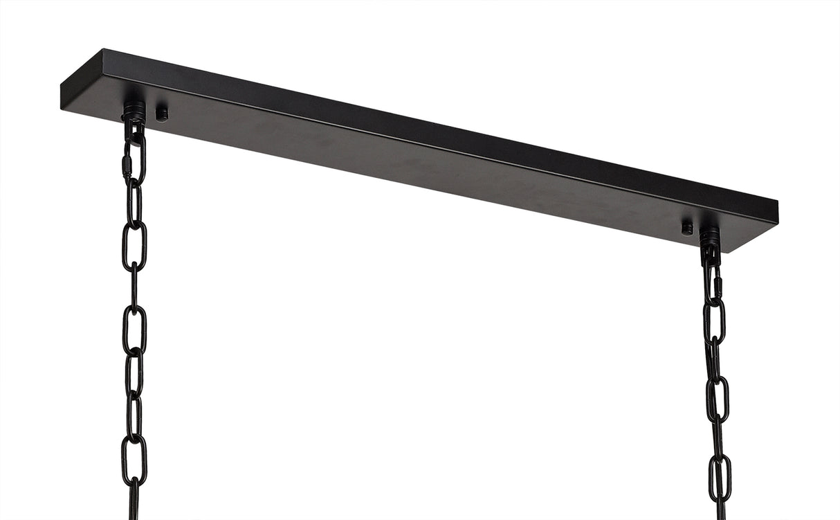 SAR6867 Sarin Large Linear Pendant 12 Light (20.2kg) in a Matt Black/Crystal Sand Artistic Finish