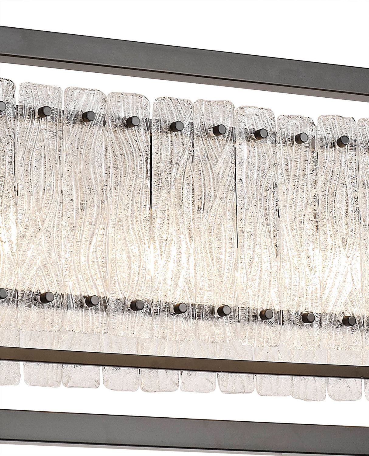 SAR6867 Sarin Large Linear Pendant 12 Light (20.2kg) in a Matt Black/Crystal Sand Artistic Finish