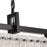 SAR6867 Sarin Large Linear Pendant 12 Light (20.2kg) in a Matt Black/Crystal Sand Artistic Finish