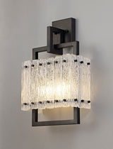 SAR7867 Sarin Wall Lamp 2 Light in a Matt Black/Crystal Sand Artistic Finish