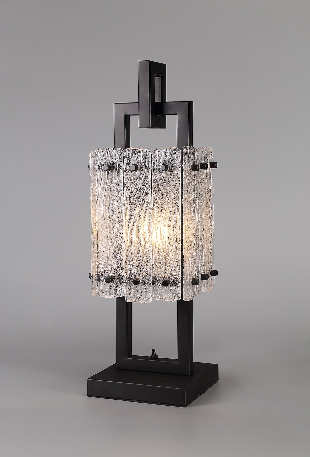 SAR8867 Sarin 51cm Table Lamp 2 Light in a Matt Black/Crystal Sand Artistic Finish