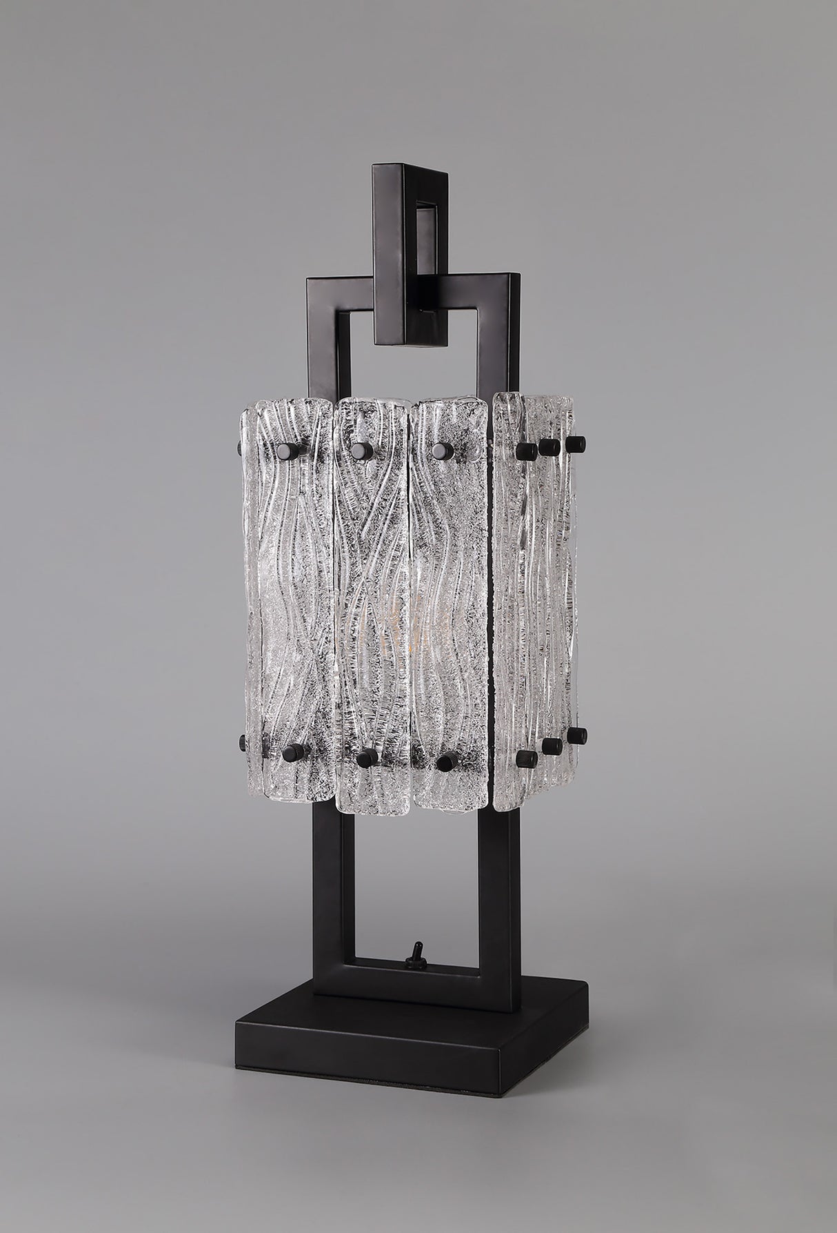 SAR8867 Sarin 51cm Table Lamp 2 Light in a Matt Black/Crystal Sand Artistic Finish