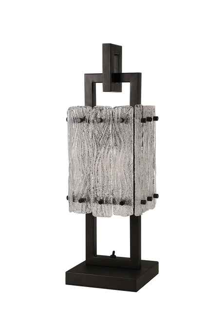 SAR8867 Sarin 51cm Table Lamp 2 Light in a Matt Black/Crystal Sand Artistic Finish