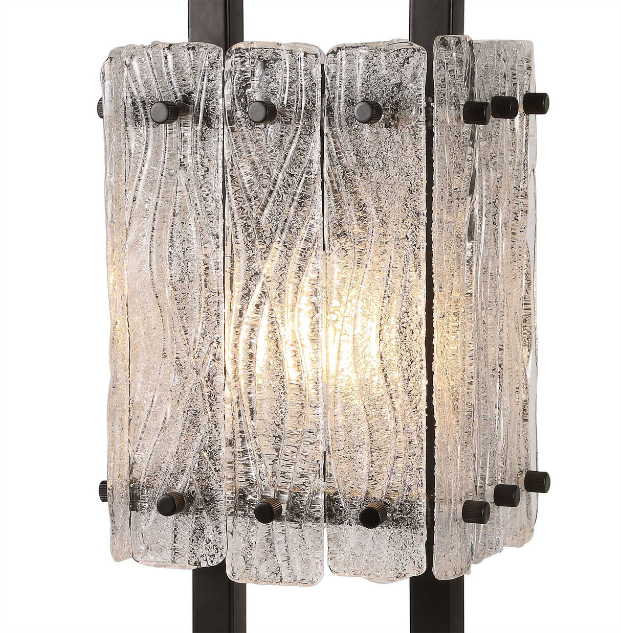 SAR8867 Sarin 51cm Table Lamp 2 Light in a Matt Black/Crystal Sand Artistic Finish