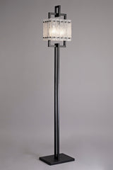 SAR9867 Sarin 173cm Floor Lamp 2 Light in a Matt Black/Crystal Sand Artistic Finish