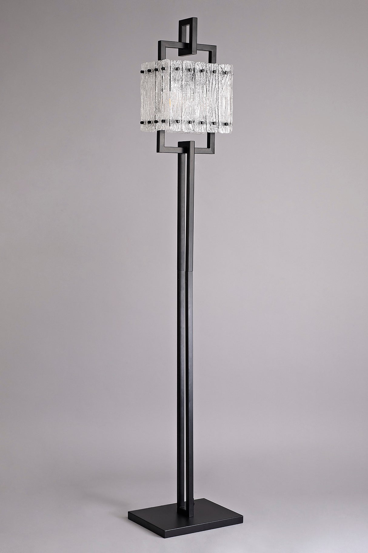 SAR9867 Sarin 173cm Floor Lamp 2 Light in a Matt Black/Crystal Sand Artistic Finish