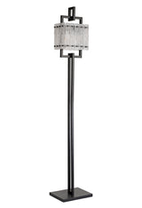 SAR9867 Sarin 173cm Floor Lamp 2 Light in a Matt Black/Crystal Sand Artistic Finish