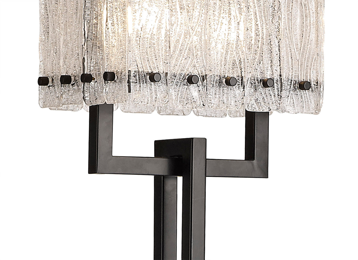 SAR9867 Sarin 173cm Floor Lamp 2 Light in a Matt Black/Crystal Sand Artistic Finish