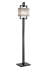 SAR9867 Sarin 173cm Floor Lamp 2 Light in a Matt Black/Crystal Sand Artistic Finish