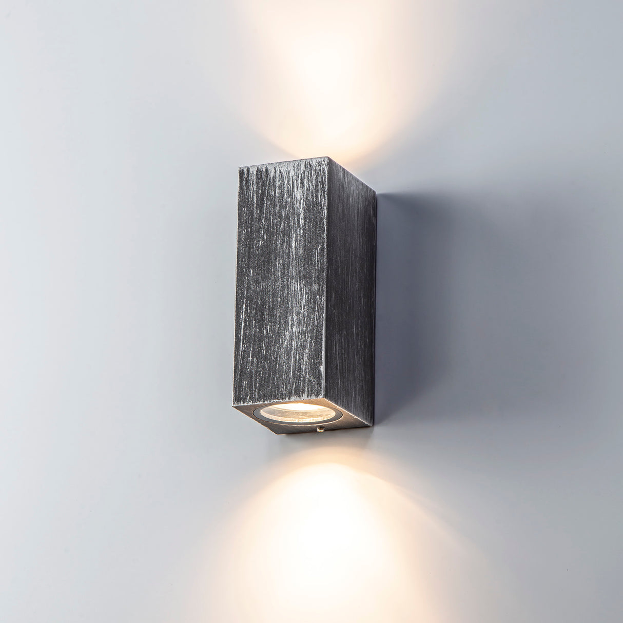 SHA4227 Shama Wall Lamp 2 Light Rectangle IP54 Indoor/Outdoor Use in a Black/Silver/Clear Finish