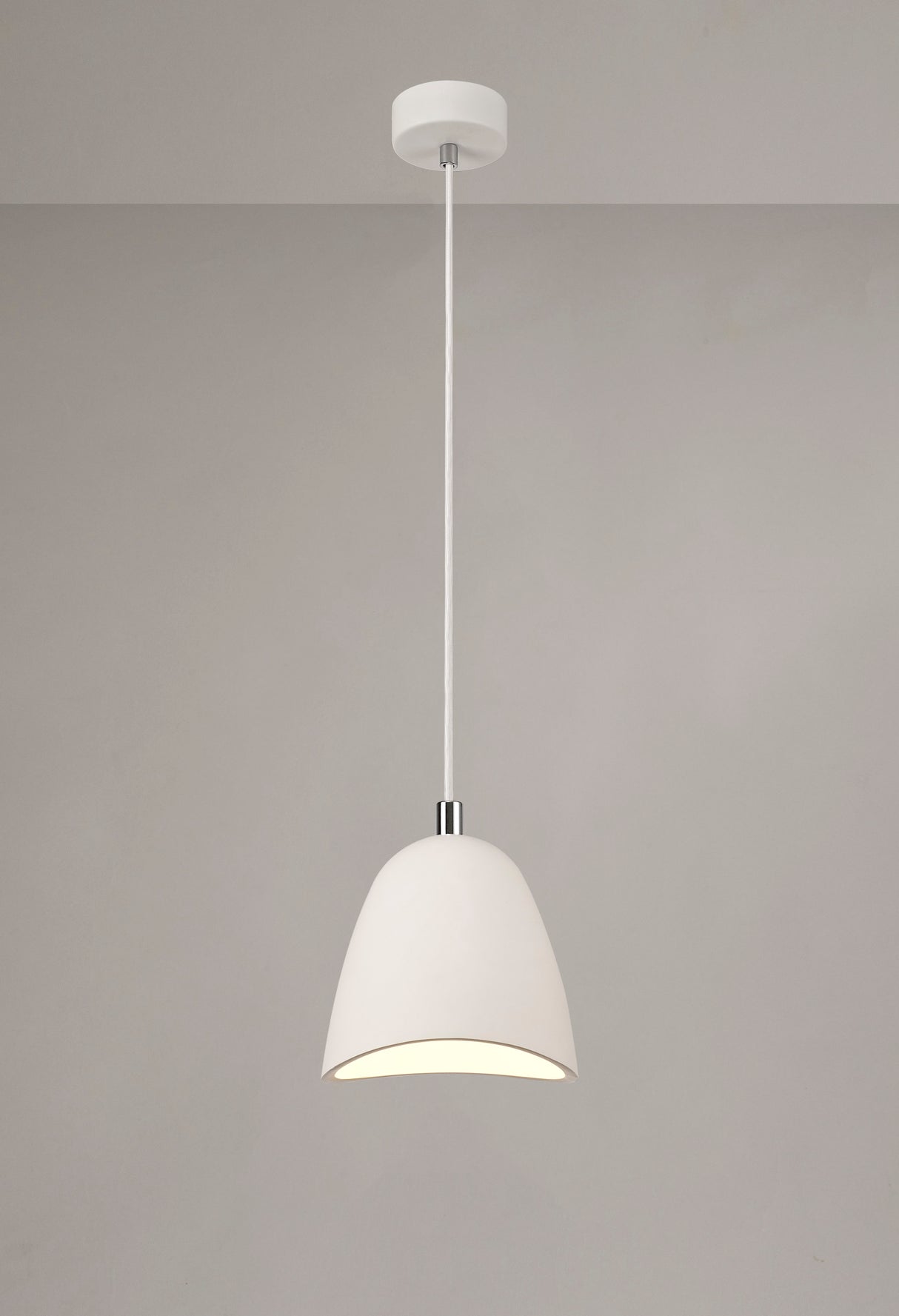 SKA5177 Skat Medium Pendant 1 Light in a White Paintable/Chrome Finish