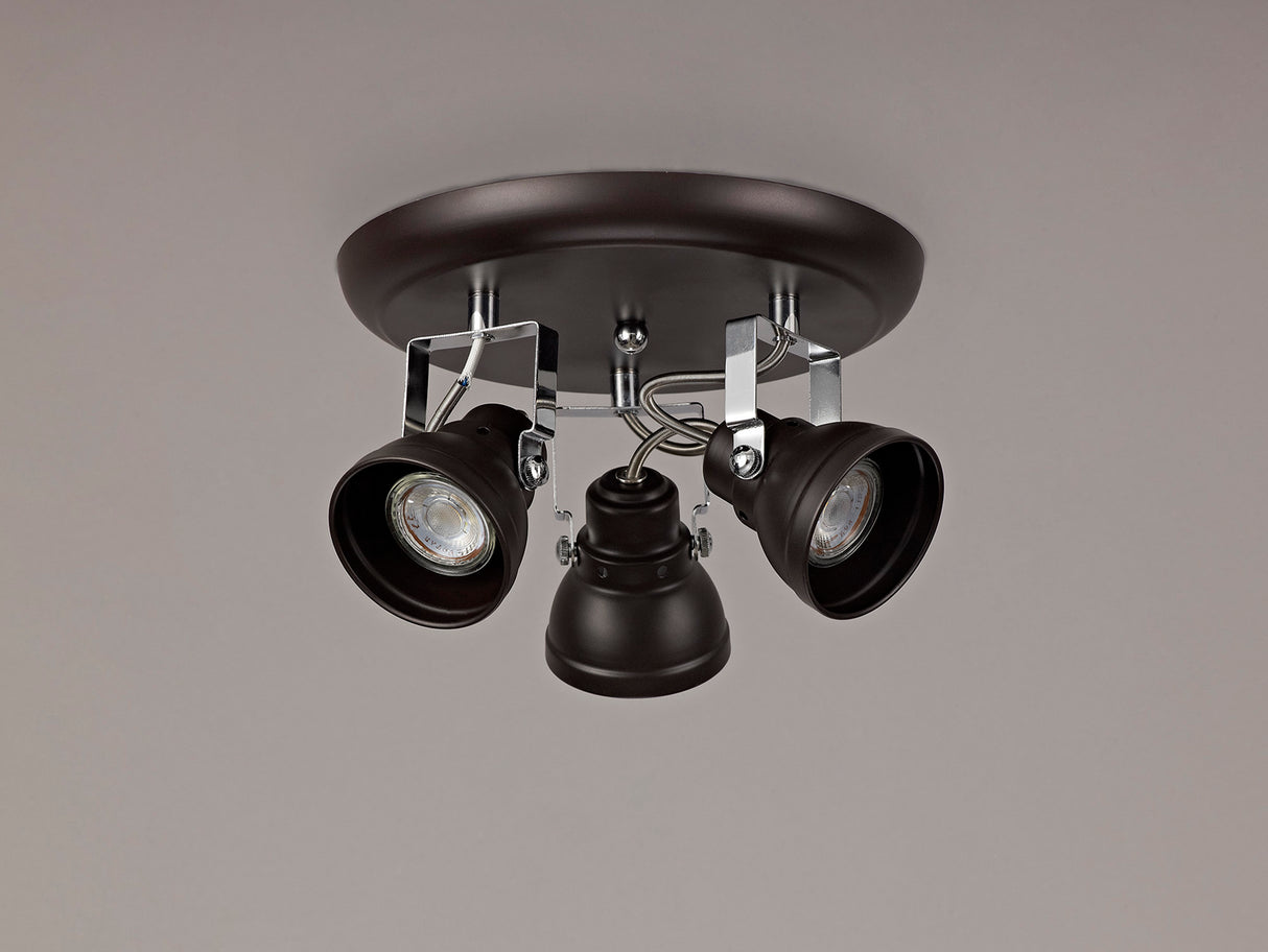 TAB1518 Tabita Round Adjustable Spotlight 3 Light in a Oiled Bronze/Chrome Finish