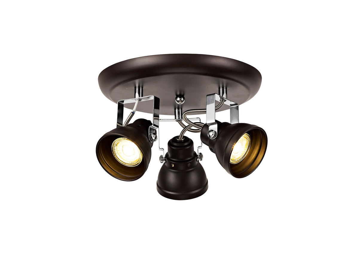 TAB1518 Tabita Round Adjustable Spotlight 3 Light in a Oiled Bronze/Chrome Finish