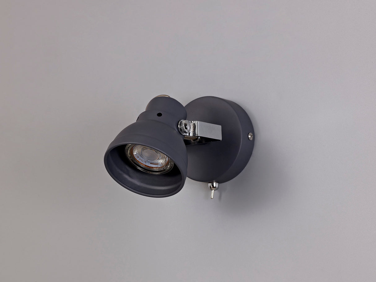 TAB8118 Tabita Adjustable Switched Spotlight 1 Light in a Matt Grey/Chrome Finish