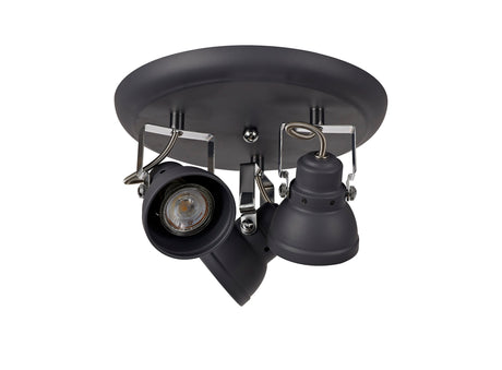 TAB9118 Tabita Round Adjustable Spotlight 3 Light in a Matt Grey/Chrome Finish