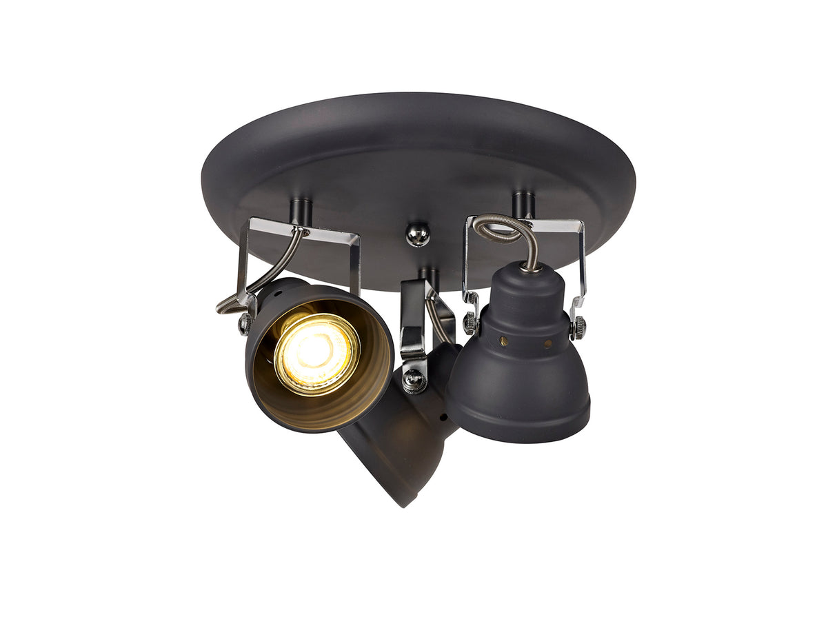 TAB9118 Tabita Round Adjustable Spotlight 3 Light in a Matt Grey/Chrome Finish