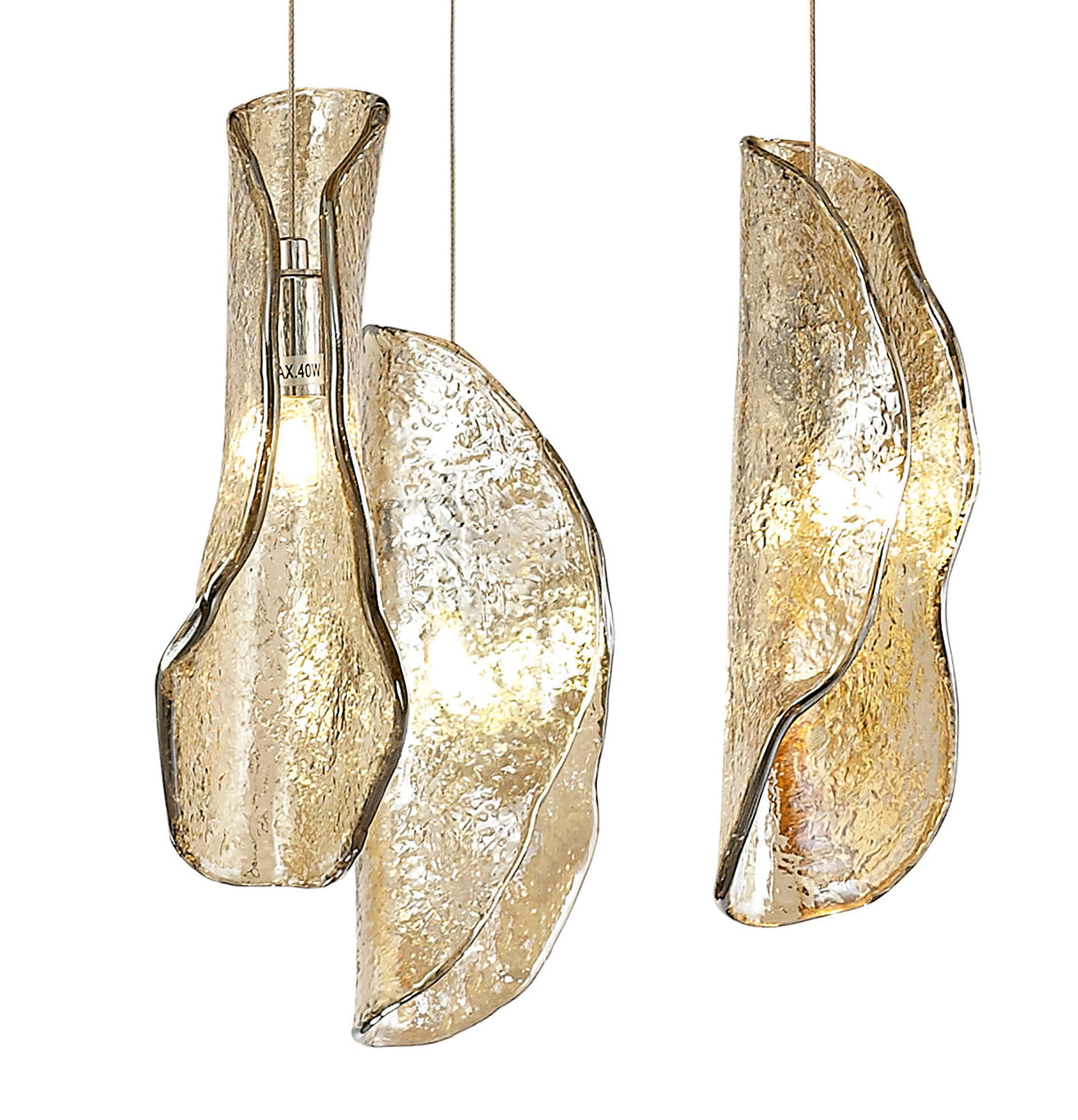 TAN1687 Tangra 5m Pendant 21 Light (24.9kg) in a Brass/Chrome/Cognac Finish