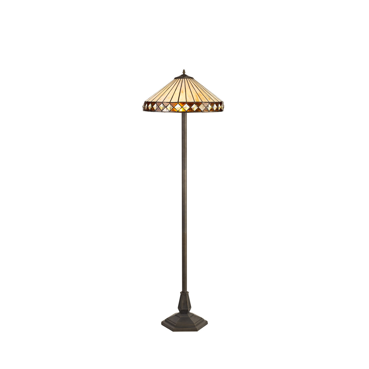 MAH4927 Mahasim 158cm Octagonal Floor Lamp 2 Light in a Aged Antique Brass Finish