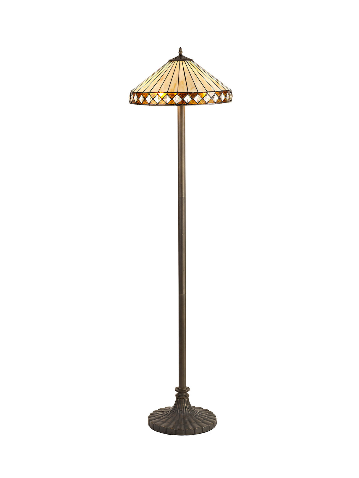 MAH6927 Mahasim 160cm Stepped Design Floor Lamp 2 Light in a Aged Antique Brass Finish