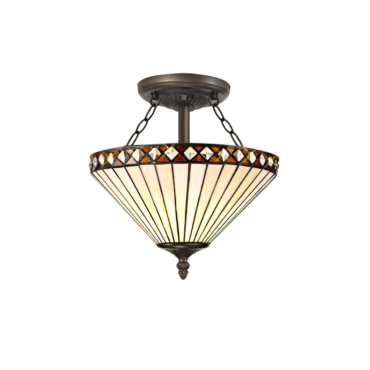 TEJ9527 Tejat 30cm Non-electric Shade in a Amber/Cream/Black/Clear Finish and Clear Crystal