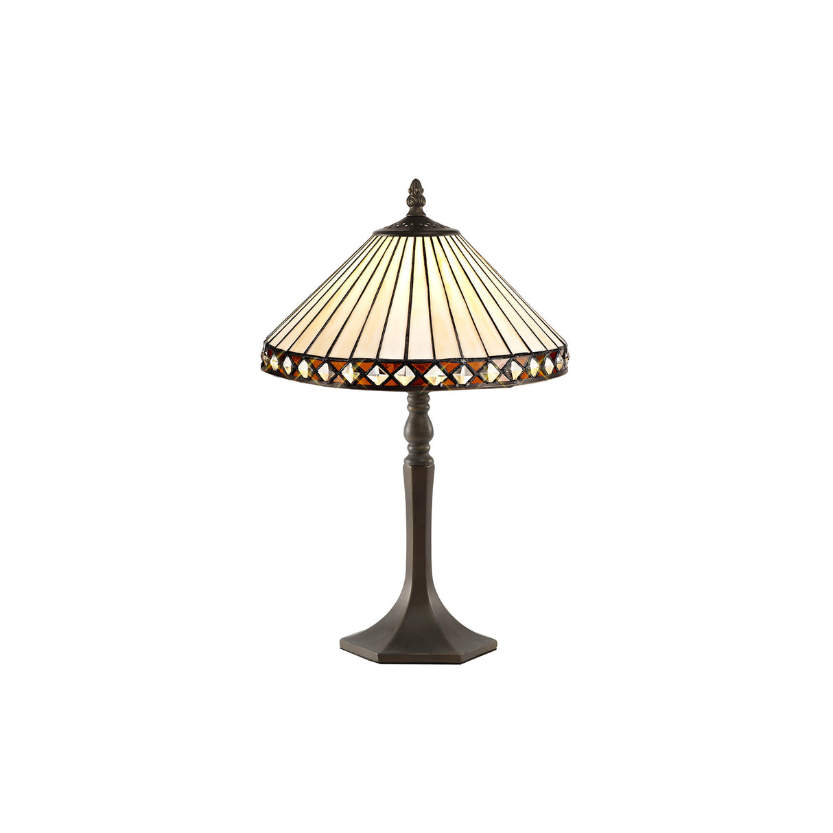 MAH3827 Mahasim 48cm Octagonal Table Lamp 1 Light in a Aged Antique Brass Finish