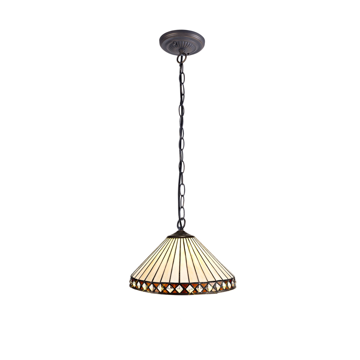 TEJ9527 Tejat 30cm Non-electric Shade in a Amber/Cream/Black/Clear Finish and Clear Crystal