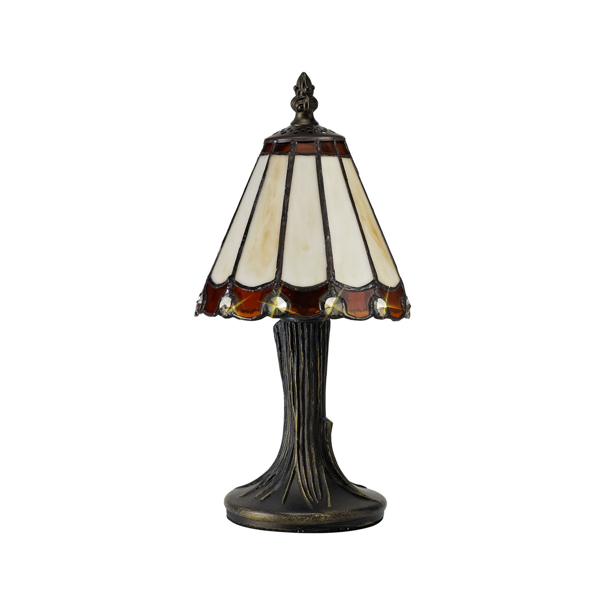 UKL1327 Uklun 30cm 1 Light Table Lamp in a Cream/Brown/Clear/Black/Gold Finish and Clear Crystal