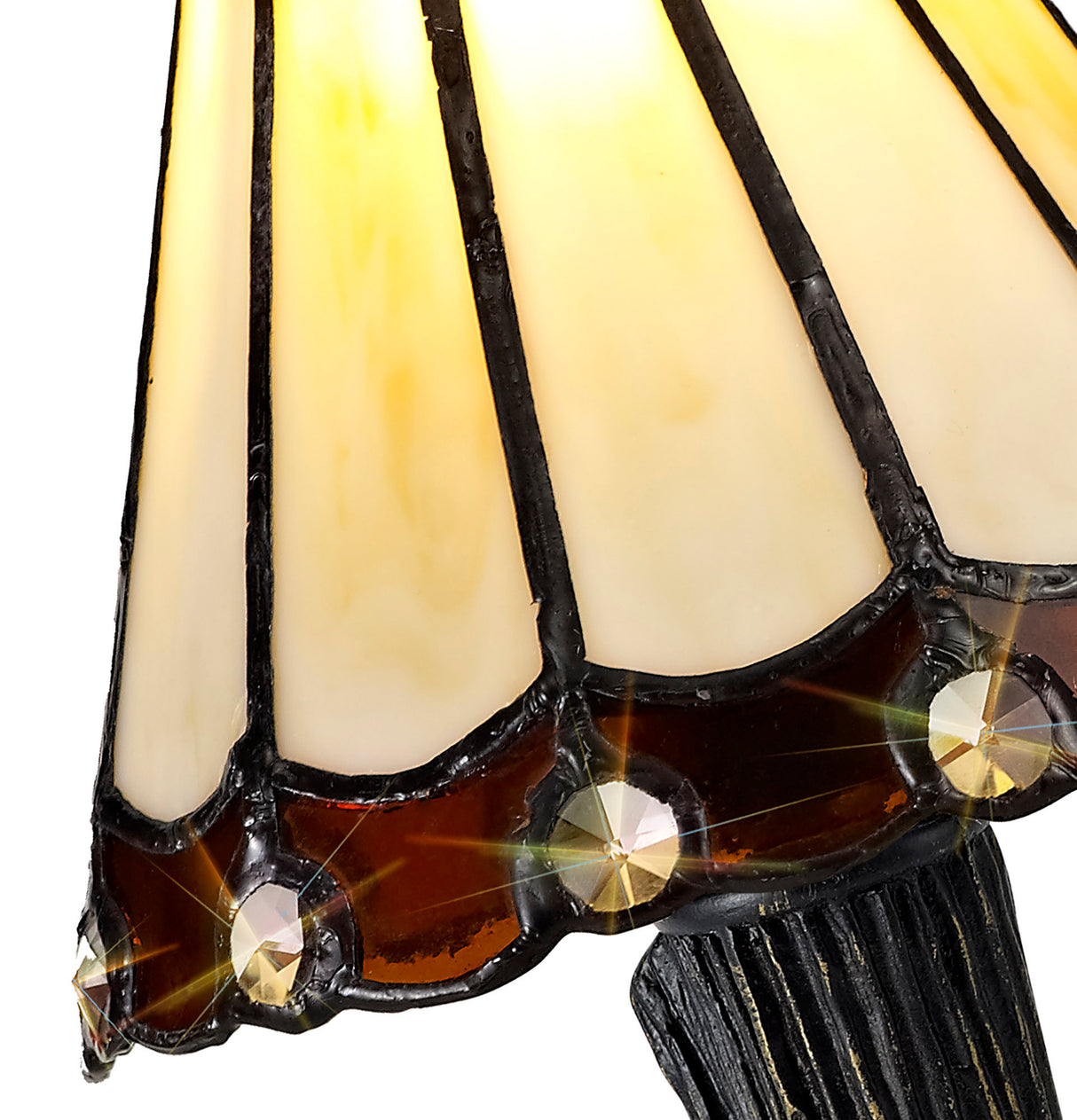 UKL1327 Uklun 30cm 1 Light Table Lamp in a Cream/Brown/Clear/Black/Gold Finish and Clear Crystal