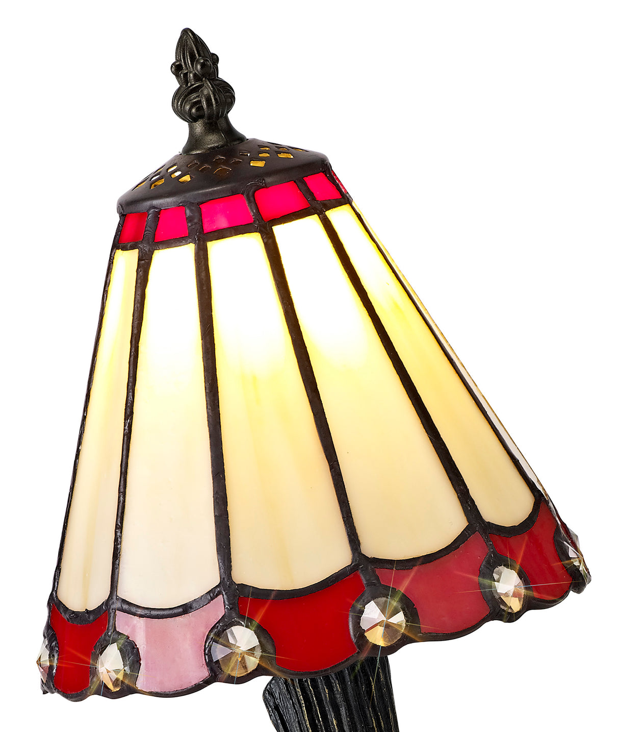 UKL2327 Uklun 30cm 1 Light Table Lamp in a Cream/Red/Clear/Black/Gold Finish and Clear Crystal