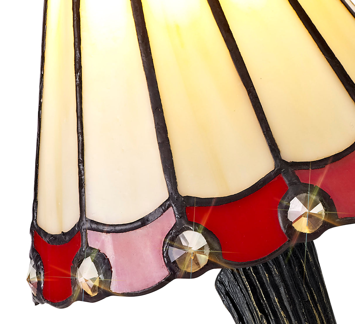 UKL2327 Uklun 30cm 1 Light Table Lamp in a Cream/Red/Clear/Black/Gold Finish and Clear Crystal