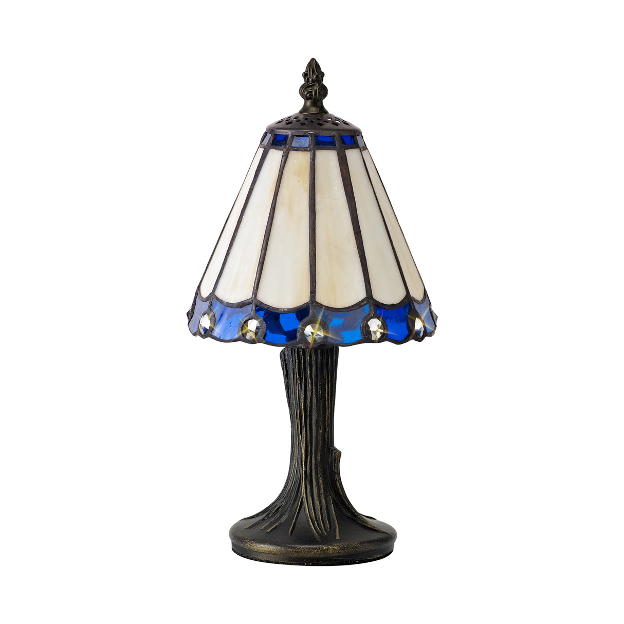 UKL3327 Uklun 30cm 1 Light Table Lamp in a Cream/Blue/Clear/Black/Gold Finish and Clear Crystal