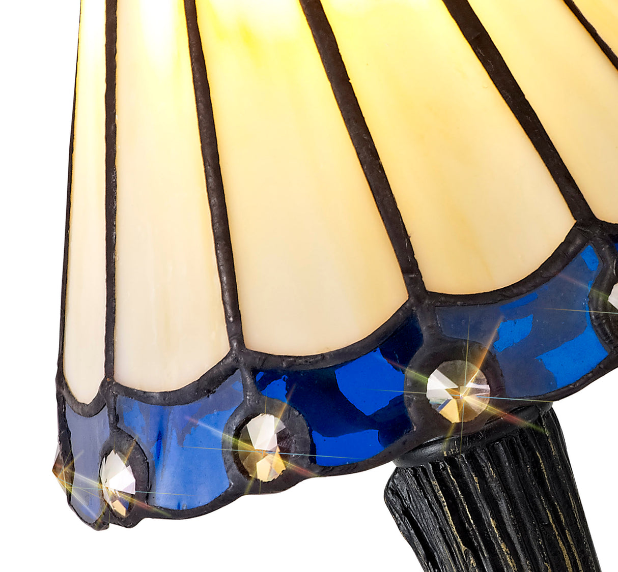 UKL3327 Uklun 30cm 1 Light Table Lamp in a Cream/Blue/Clear/Black/Gold Finish and Clear Crystal