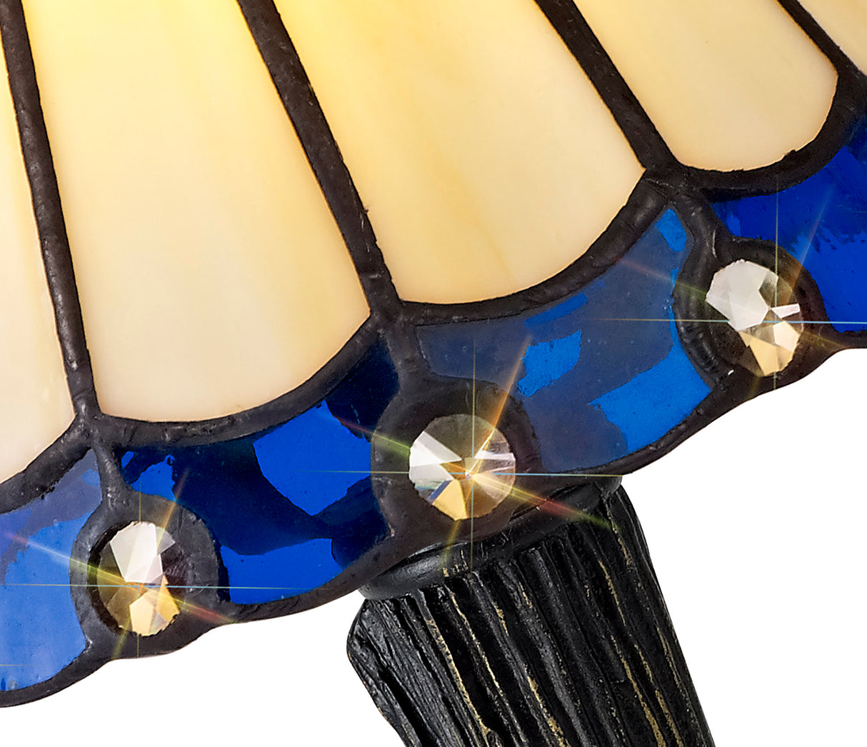 UKL3327 Uklun 30cm 1 Light Table Lamp in a Cream/Blue/Clear/Black/Gold Finish and Clear Crystal