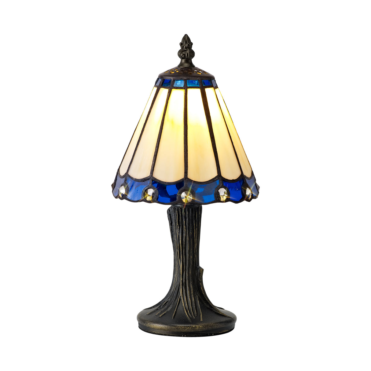 UKL3327 Uklun 30cm 1 Light Table Lamp in a Cream/Blue/Clear/Black/Gold Finish and Clear Crystal