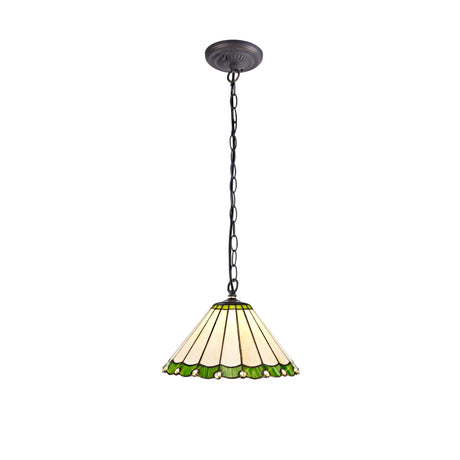 UKL0427 Uklun 30cm Non-Electric Shade in a Green/Cream/Black/Clear Finish and Clear Crystal