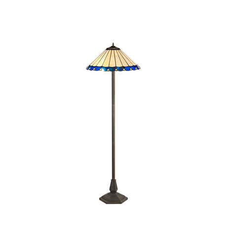 MAH4927 Mahasim 158cm Octagonal Floor Lamp 2 Light in a Aged Antique Brass Finish