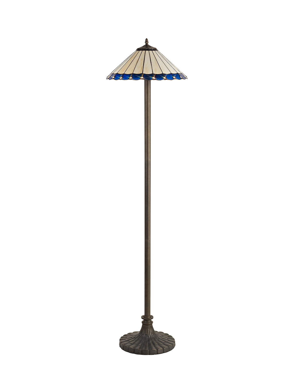 MAH6927 Mahasim 160cm Stepped Design Floor Lamp 2 Light in a Aged Antique Brass Finish