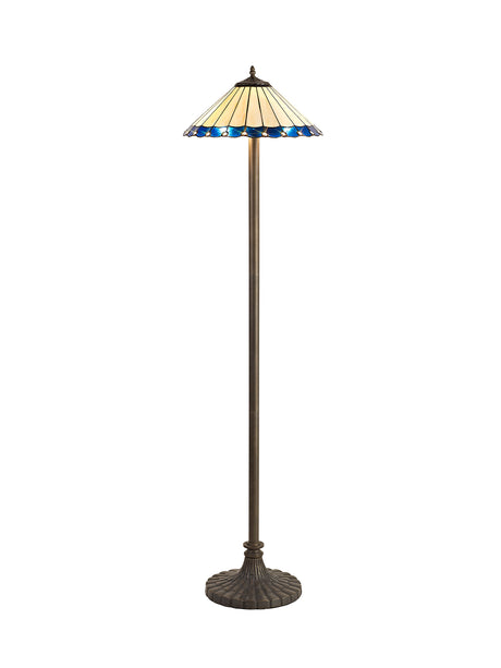 MAH6927 Mahasim 160cm Stepped Design Floor Lamp 2 Light in a Aged Antique Brass Finish